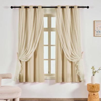 Anytime Double Layer Blackout Curtains 2 Panels，52Wx84L，Greyish White