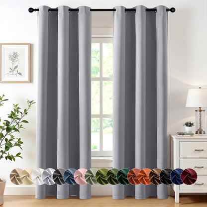MIULEE Blackout Curtains for Bedroom 2 Panels 40 x 63 Inch Long Dark Grey