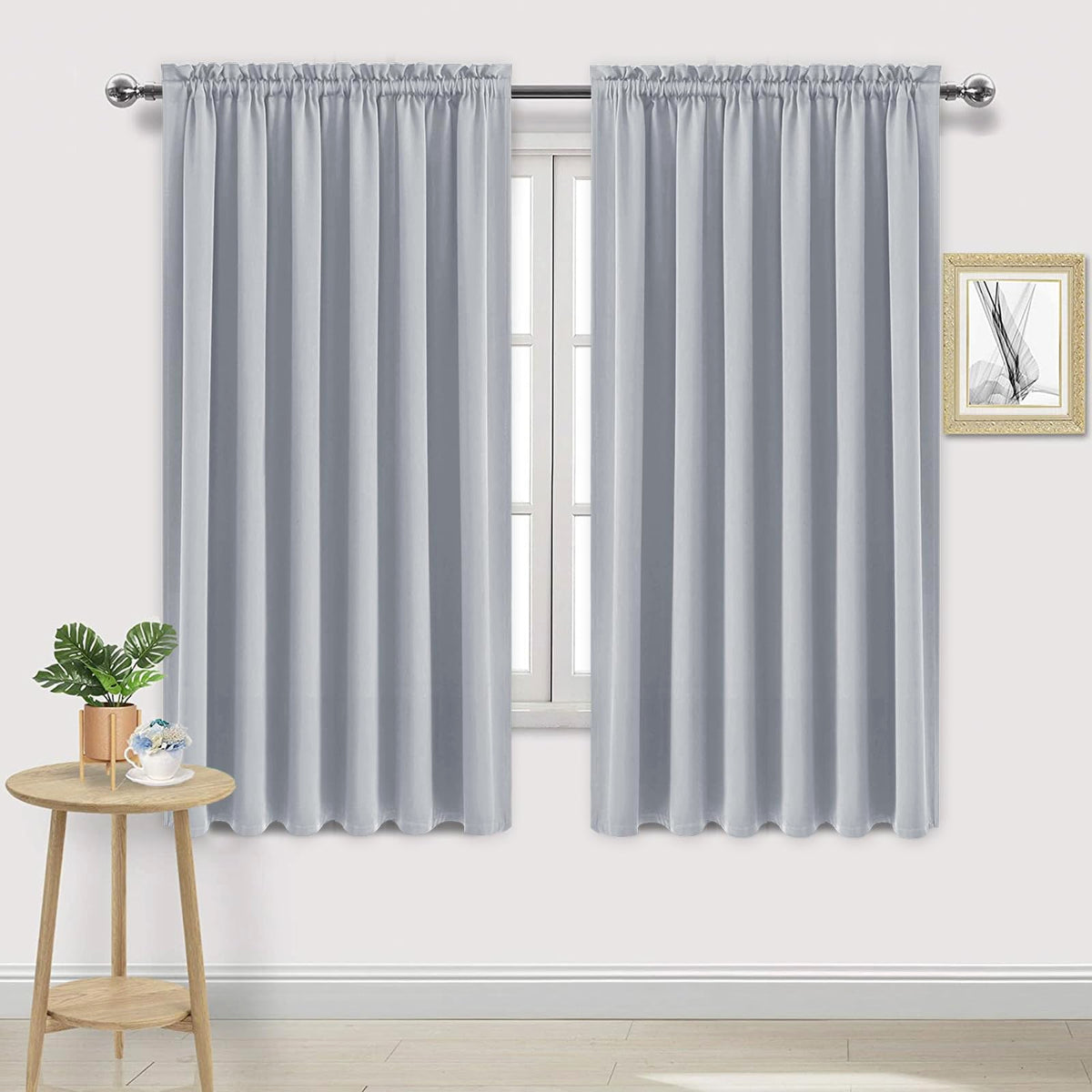 DWCN Blackout Curtains for Bedroom Living Room 42 x 63 Inch Long Black