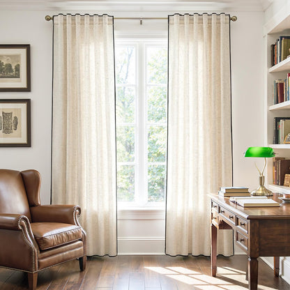 jinchan Linen Curtains Light Filtering Back Tab 50x96 Inch 2 Panels Beige