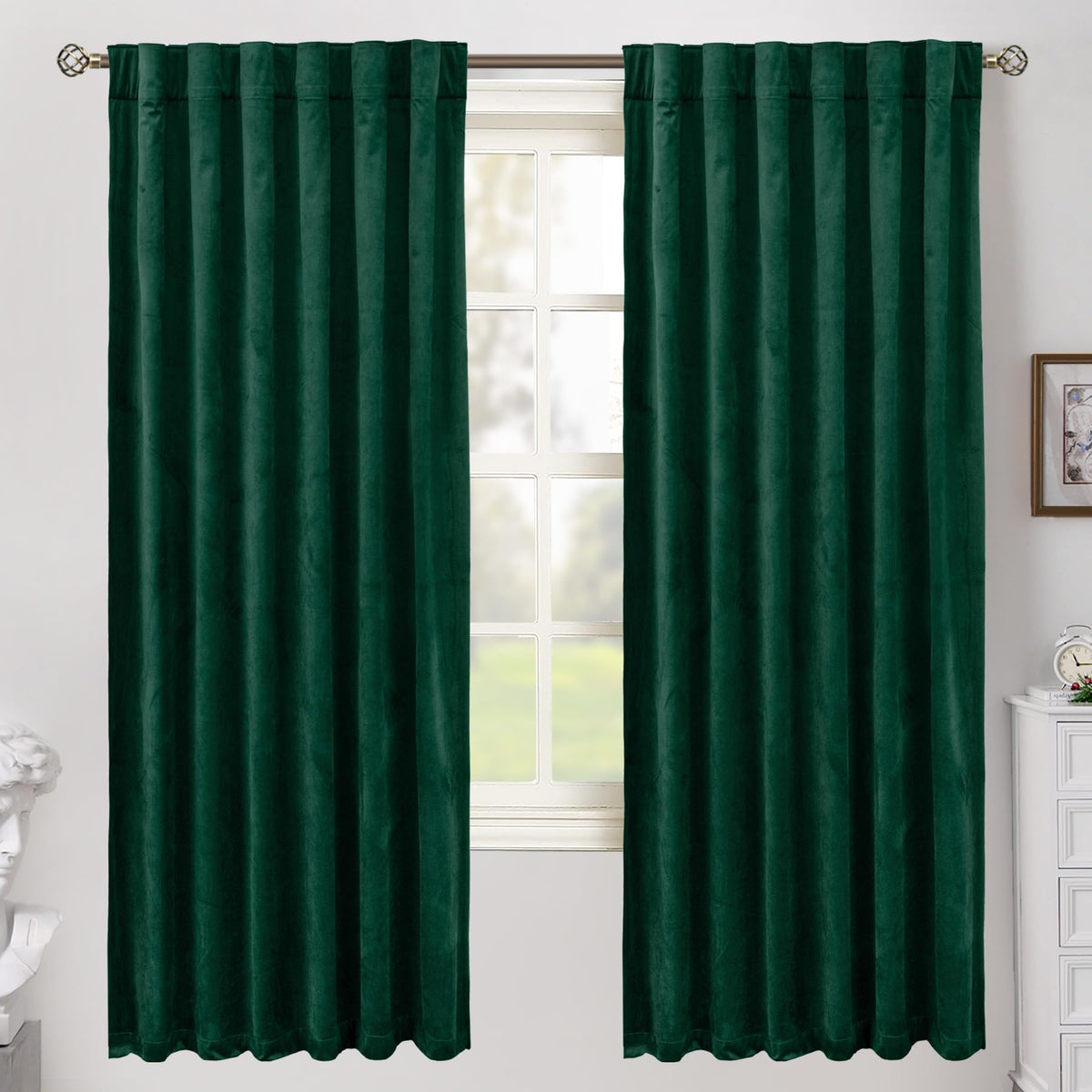 BGment Olive Green Velvet Blackout Curtains 52 x 84 Inch Length, 2 Panels