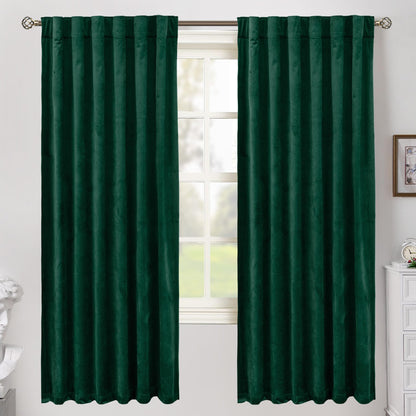 BGment Olive Green Velvet Blackout Curtains 52 x 84 Inch Length, 2 Panels