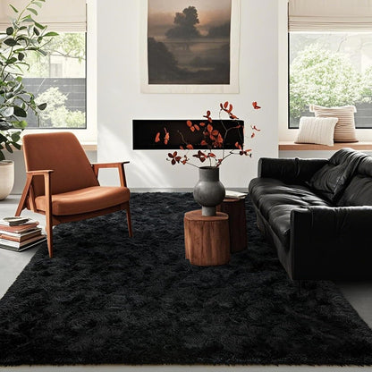 5x7 Black Area Rugs for Living Room, Large Fluffy Shag Bedroom Rugs Non-Slip, Ultra Soft Plush Carpet for Nursery Kids PlayRoom Dorm Office Indoor Modern Carpets
