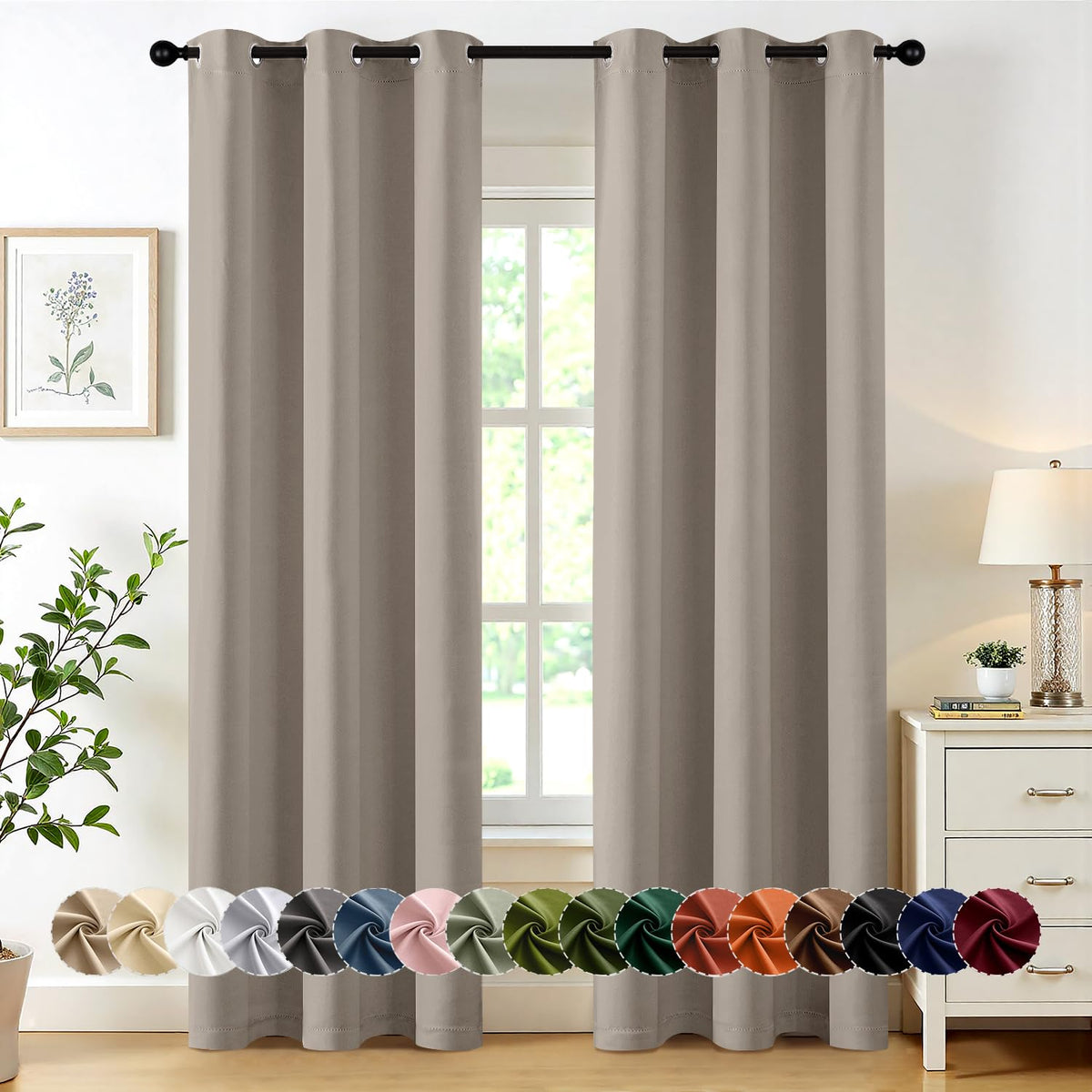 MIULEE Blackout Curtains for Bedroom 2 Panels 40 x 63 Inch Long Black
