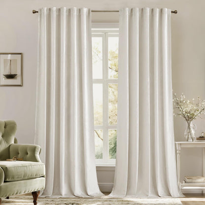 MIULEE Velvet Curtains 52x84 inches 2 Panels Olive Green Blackout Curtains