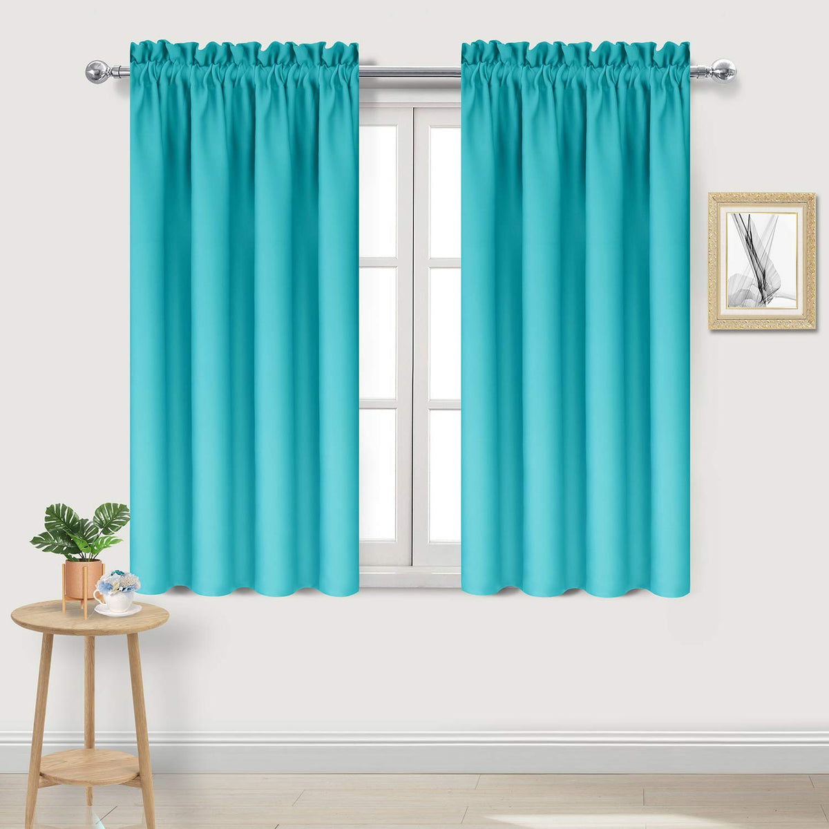 DWCN Blackout Curtains for Bedroom Living Room 42 x 63 Inch Long Black