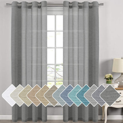 H.VERSAILTEX Natural Linen Sheer Curtains 84" 2 Panels Grommet