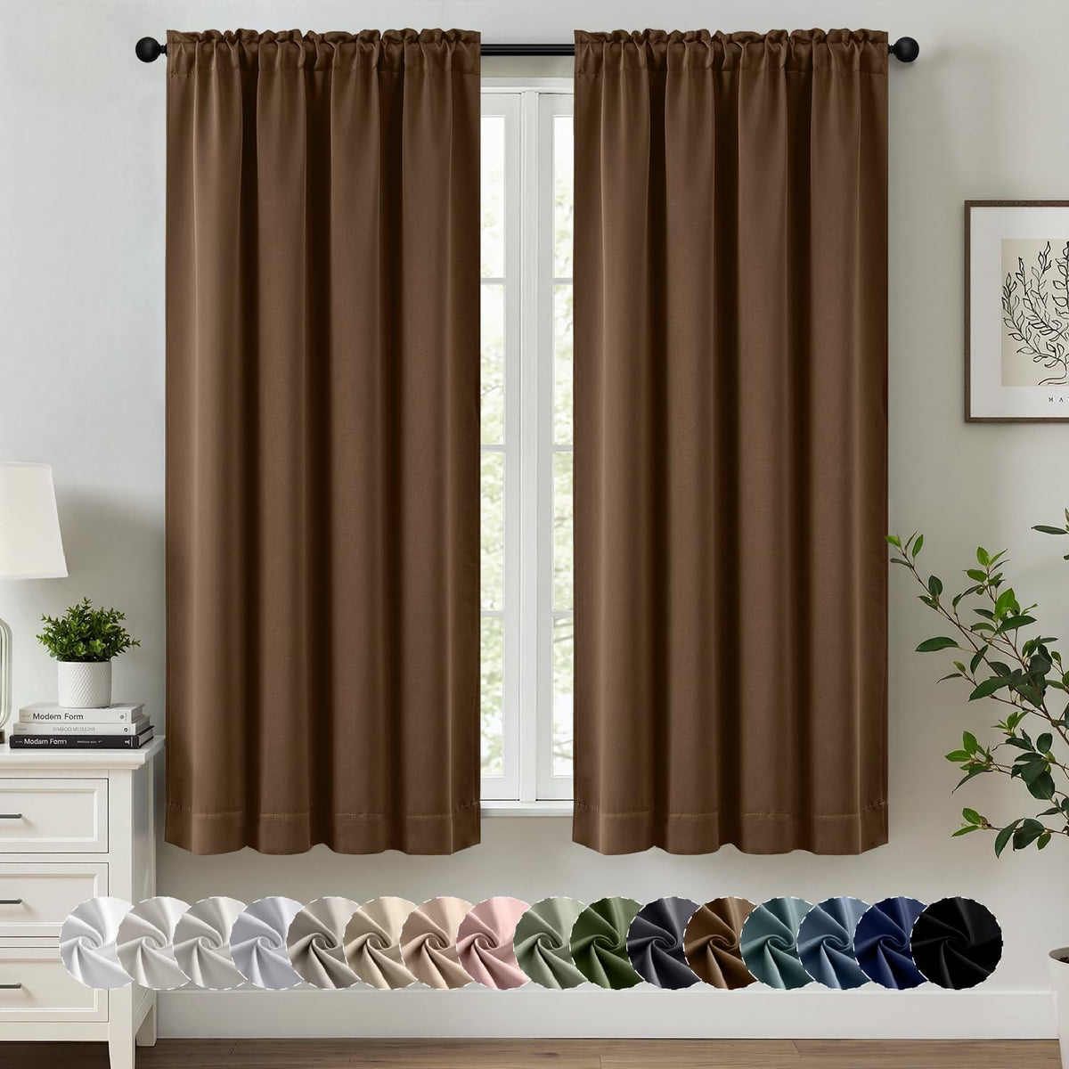 MIULEE Stone Blue Blackout Curtains for Bedroom Living Room 40"x63" 2 Panel