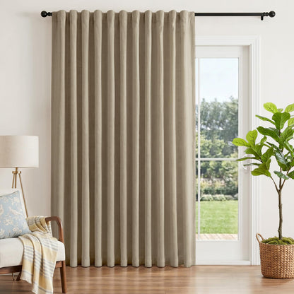 INOVADAY 100% Blackout Linen Curtains for Bedroom 50x84 Inches Cream