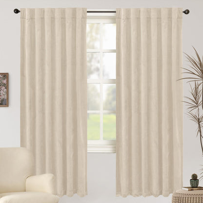BGment Olive Green Velvet Blackout Curtains 52 x 84 Inch Length, 2 Panels