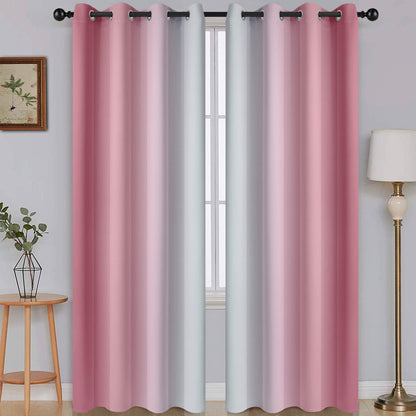 SimpleHome Ombre Black to Grey White Curtains for Living Room 52Wx84L