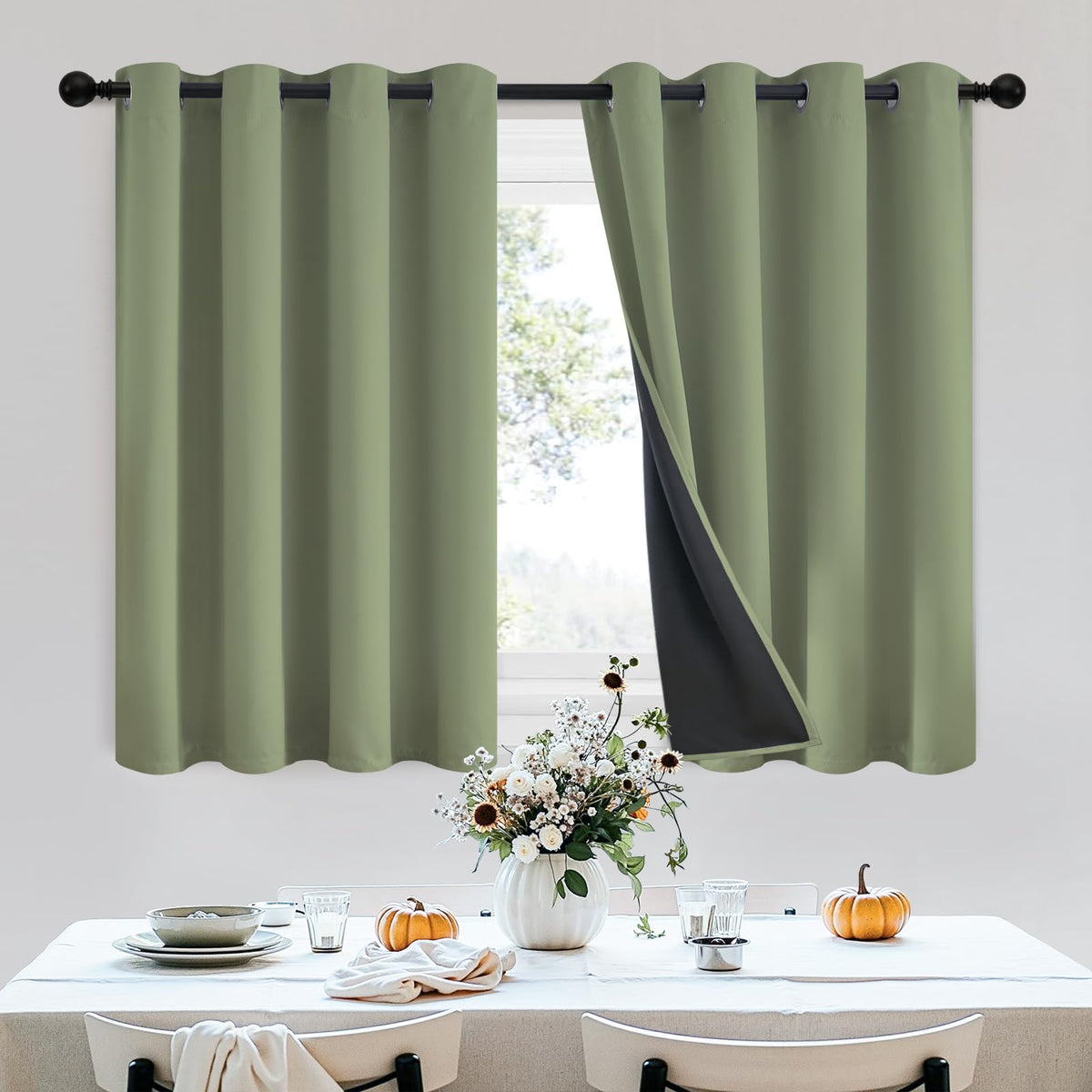 SimpleHome Cream 100% Blackout Curtains Room Darkening Living Room 84 Inch