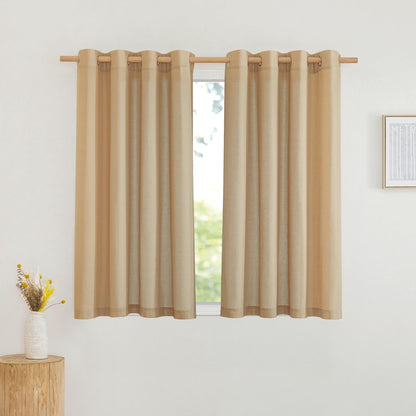 NICETOWN Natural Linen Curtains 84 inch Long 2 Panels Set, Grommet Top Thick Linen Burlap Semi Sheer Vertical Drapes Privacy Assured with Light Filtering for Bedroom/Living Room, W55 x L84