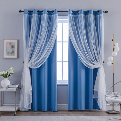 Anytime Double Layer Blackout Curtains 2 Panels，52Wx84L，Greyish White