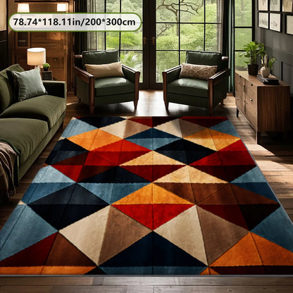 Imitation Cashmere Geometric Pattern, Modern Art-Style Digital Printed Carpet, Comfortable And Beautiful, Versatile Decoration, Living Room, Sofa Mat, Door Mat, Bedroom, Outdoor Use, Shopping Malls, Cafes, Machine Washable