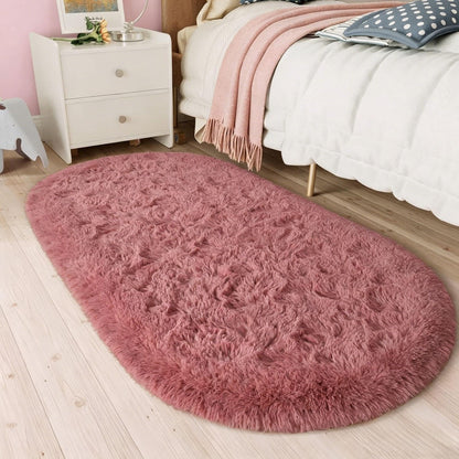 LOCHAS Bedroom Rug 2.6' x 5.3', Grey Fluffy Shaggy Area Rug for Kids Room