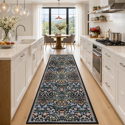 PLHXFR 8x10 Area Rug Living Room: Floral Washable Boho Carpet Dark Green