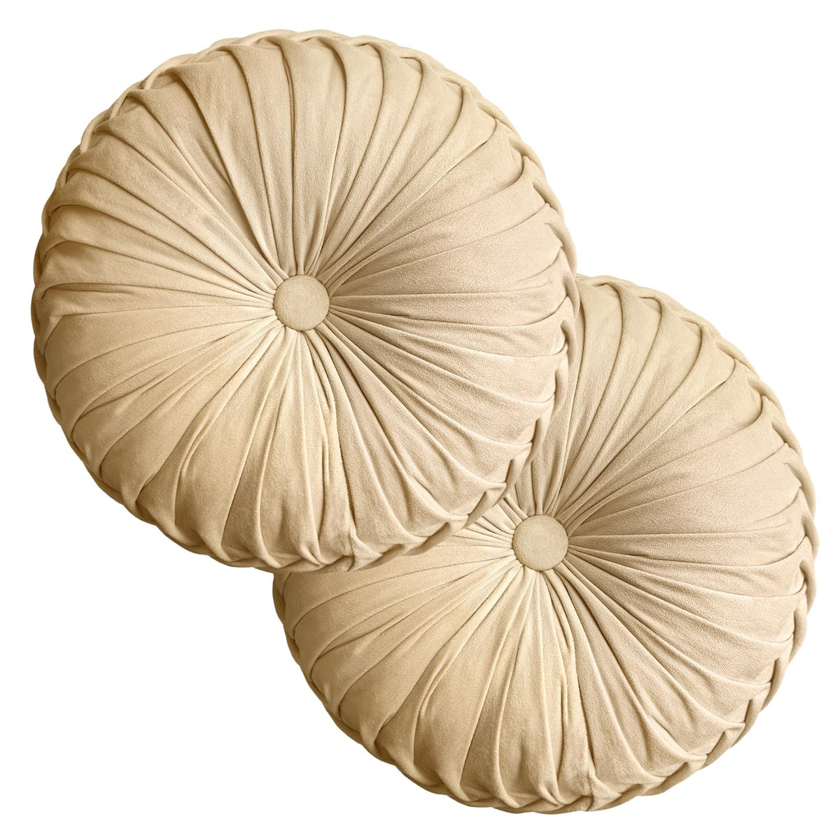 Teieas Round Throw Pillow Velvet Pleated Round Pillow Cushion Light Blue