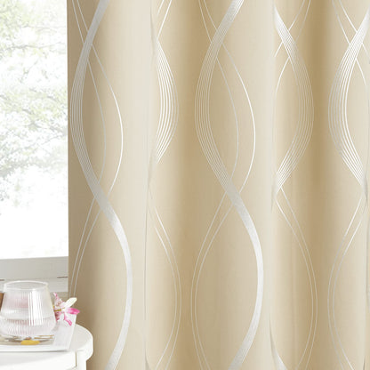 NICETOWN Grey Blackout Striped Pattern Curtains for Living Room, 52 x 84