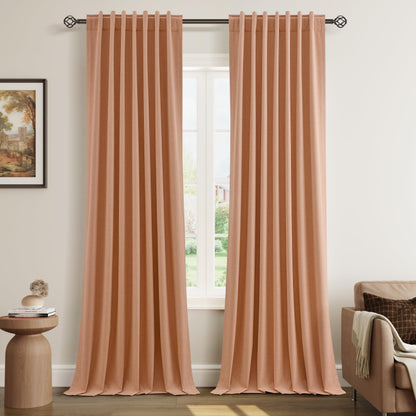 Guken Cream Linen Blackout Curtains 84 Inch Length 2 Panels Set for Living Room Bedroom Back Tab Thermal Insulated 100% Black Out Drapes Room Darkening Window Curtain Ivory Natural Beige