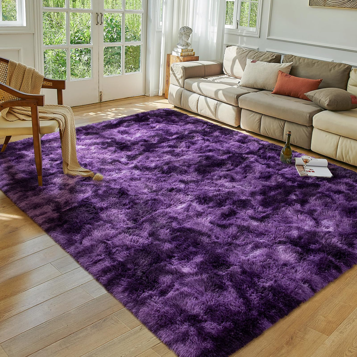 Softlife Rugs for Bedroom 4x5.3 Feet Purple Area Rug for Living Room Super Soft Shaggy Rugs for Dorm Fluffy Fuzzy Carpets Long Plush Bedside Rug Nursery Girls Boys Kids Room Home Christmas Decoration