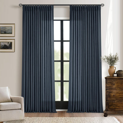 TWODRAPES Natural Pinch Pleated Linen Semi Sheer 84 Inch Curtains 2 Panels