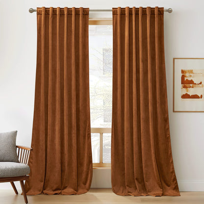 RYB HOME Blue Velvet Blackout Curtains for 84 inches Bedroom Living Room