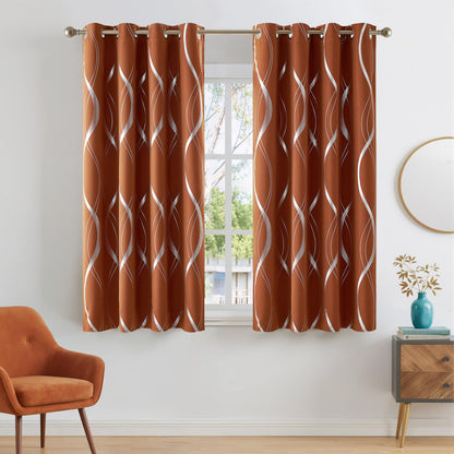 NICETOWN Grey Blackout Striped Pattern Curtains for Living Room, 52 x 84