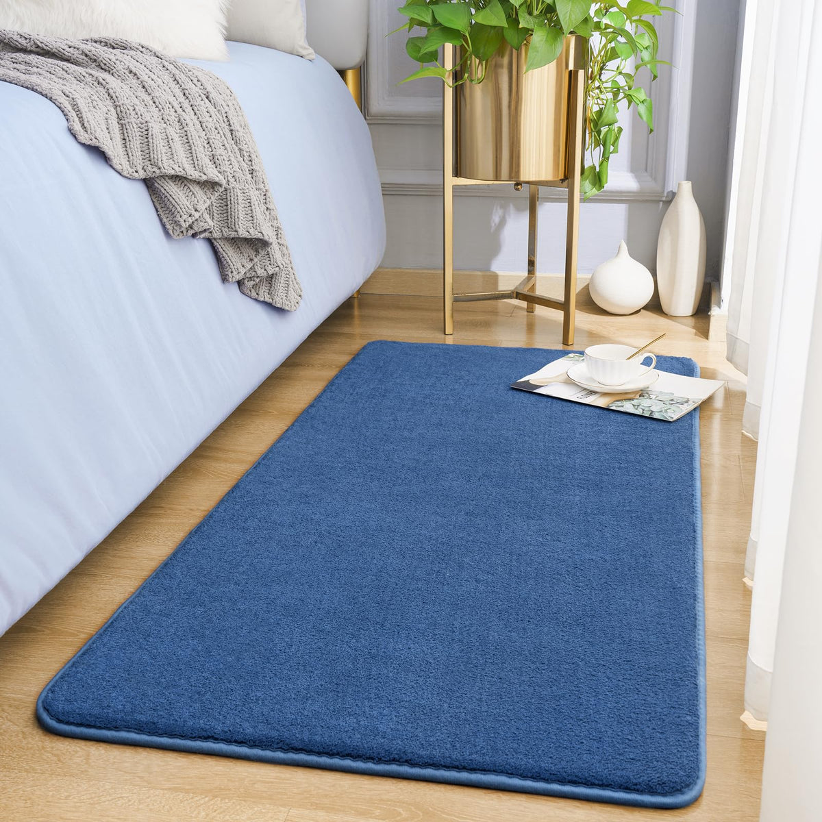Amearea Modern Area Rugs for Bedroom Living Room, 4x6 Blue Memory Foam Rug
