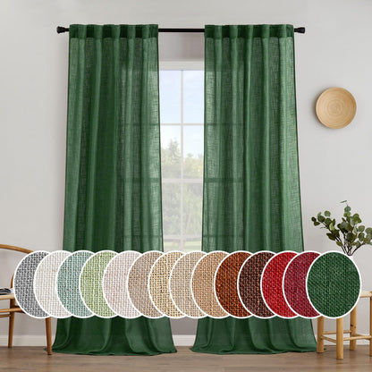 MIULEE Natural White Linen Curtains 52x84 Inch Long for Bedroom Living Room