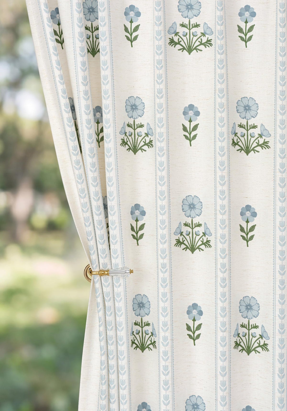 Pinch Pleated Curtains for Living Room Bedroom Dining Room - 72 Inches Light Filtering Floral Curtains Luxury Linen Drapes Farmhouse Window Curtains with Hooks - 2 Panels Set, 40" W x 72" L