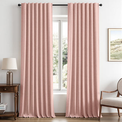 MIULEE 100% Blackout Linen Curtains for Bedroom 42 x 84 Inch Ivory 2 Panels