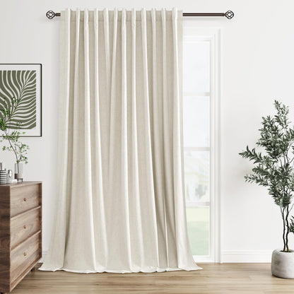 Guken Cream Linen Blackout Curtains 84 Inch Length 2 Panels Set for Living Room Bedroom Back Tab Thermal Insulated 100% Black Out Drapes Room Darkening Window Curtain Ivory Natural Beige