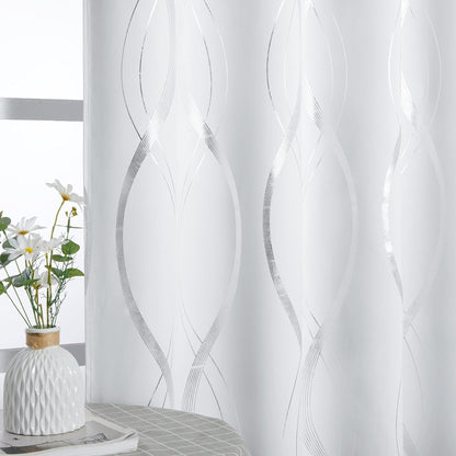 NICETOWN Grey Blackout Striped Pattern Curtains for Living Room, 52 x 84