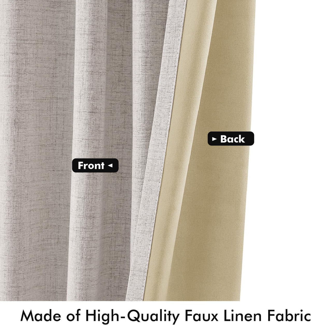 MIULEE 100% Blackout Linen Curtains for Bedroom 42 x 84 Inch Ivory 2 Panels