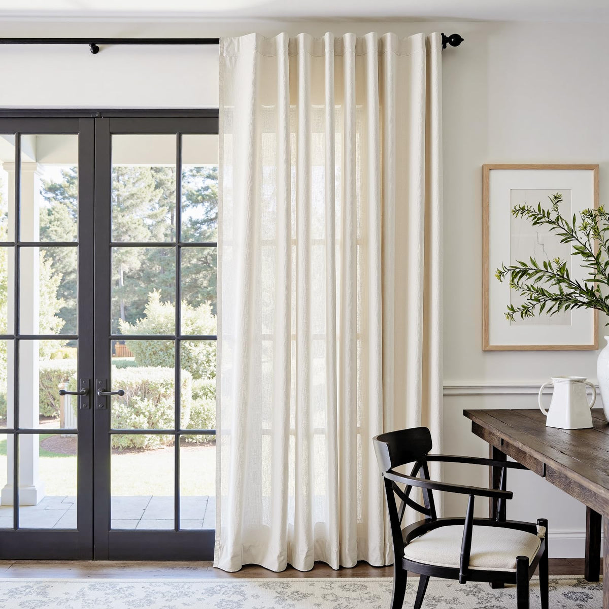 jinchan Linen Curtains Light Filtering Back Tab 50x96 Inch 2 Panels Beige