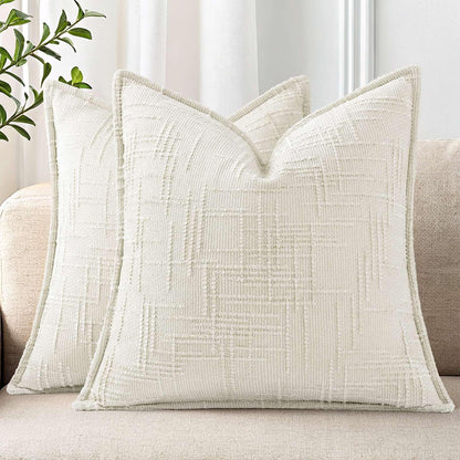 decorUhome Chenille Fall Throw Pillow Covers 18x18 Set of 2, Mustard Yellow