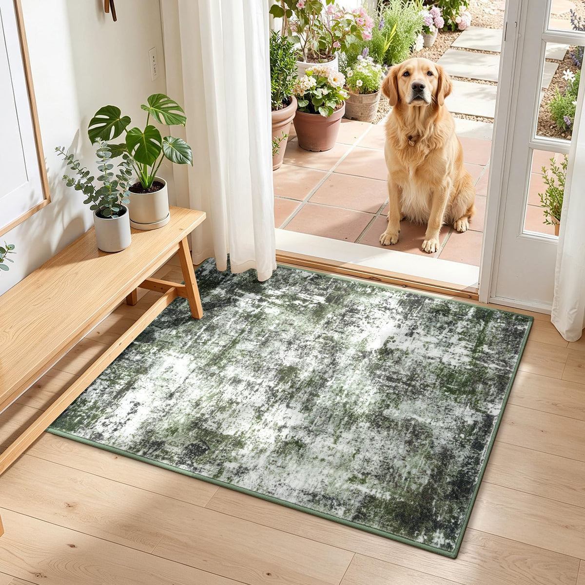 Rugflix 8x10 Area Rug for Living Room, Washable Navy Blue Dark Black Carpet