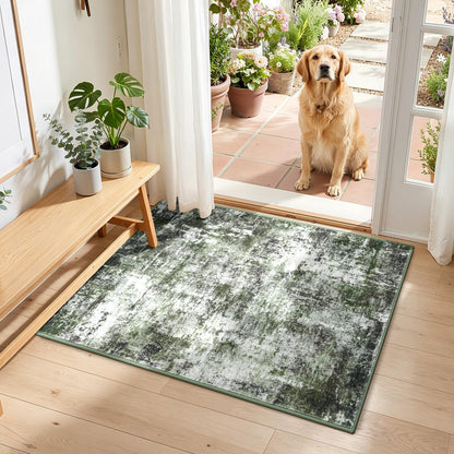 Rugflix 8x10 Area Rug for Living Room, Washable Navy Blue Dark Black Carpet