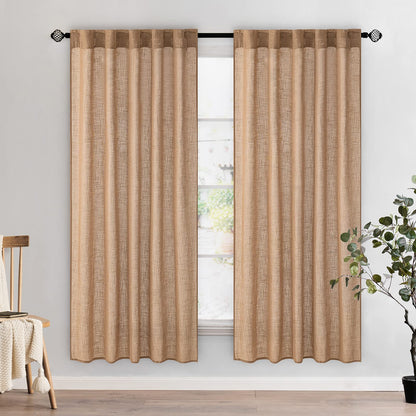 MIULEE Natural White Linen Curtains 52x84 Inch Long for Bedroom Living Room