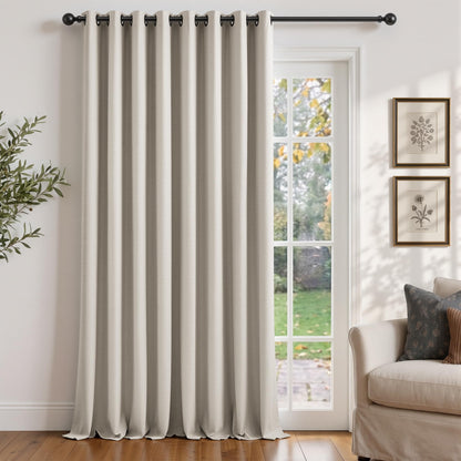 Natural Ivory 100% Blackout Grommet Linen Curtains 90 Inch Long 2 Panels