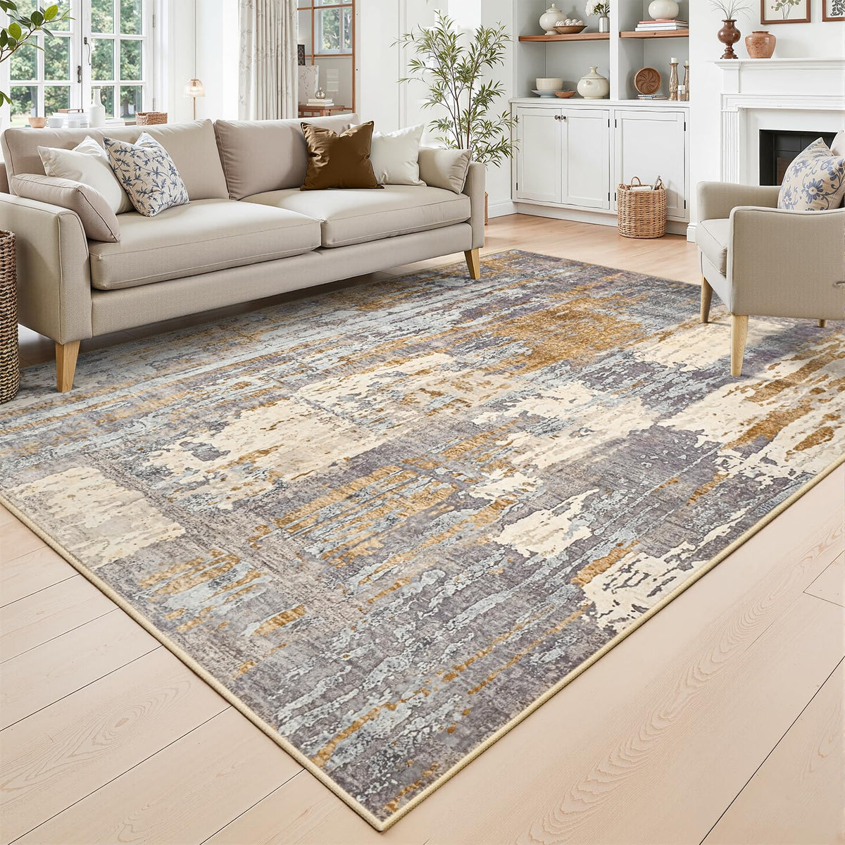Toneed 4x6 Feet Washable Area Rugs for Bedroom Living Room, 48"x72" Grey