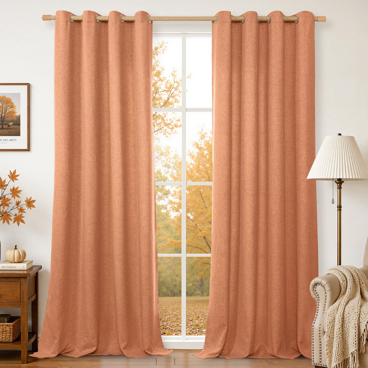 BGment Oatmeal Linen Curtains 84 Inch Length 2 Panels Set for Living Room