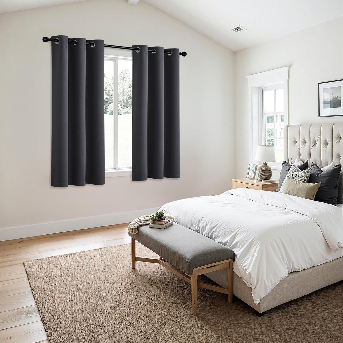 MIULEE Blackout Curtains for Bedroom 2 Panels 40 x 63 Inch Long Dark Grey