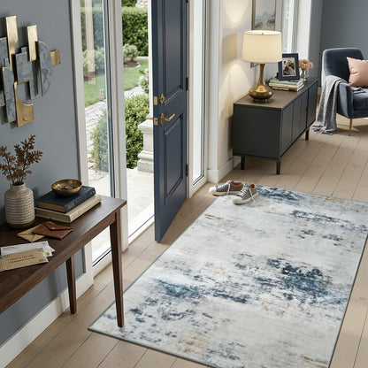Toneed 4x6 Feet Washable Area Rugs for Bedroom Living Room, 48"x72" Grey