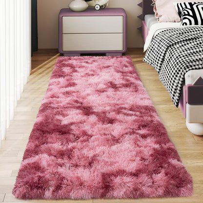 Ultra Soft Runner Rugs for Bedroom Hallways with Upgraded Non-Slip Rubber Backing & Thick Memory Sponge, 2x6 Feet Fluffy Shag Throw Area Rug for Bedside Dorm Dark Grey