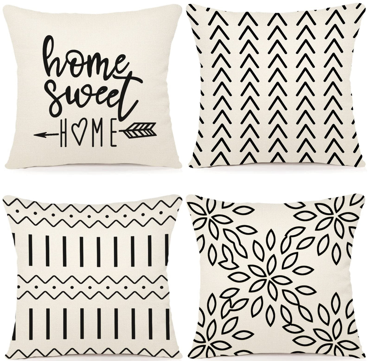 YCOLL Pillow Covers 18x18 Set of 4, Modern Sofa Throw Pillow Cover, Decorative Home Outdoor Linen Fabric Geometric Pillow Case for Couch Bed Car, Yellow