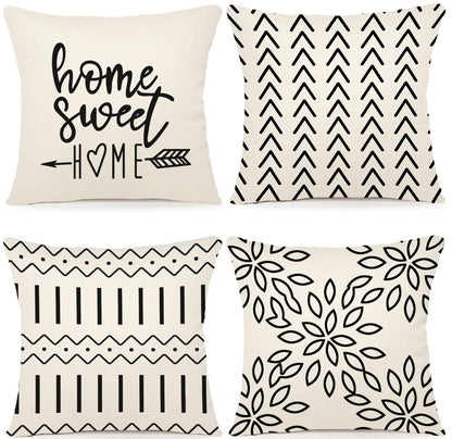 YCOLL Pillow Covers 18x18 Set of 4, Modern Sofa Throw Pillow Cover, Decorative Home Outdoor Linen Fabric Geometric Pillow Case for Couch Bed Car, Yellow