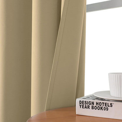 CUCRAF Beige Blackout Curtains 84 inch Length 2 Panels Set, Room Darkening Drapes for Living Room Bedroom, Thermal Insulated Light Blocking Grommet Window Curtain (W52 x L84 Inch)