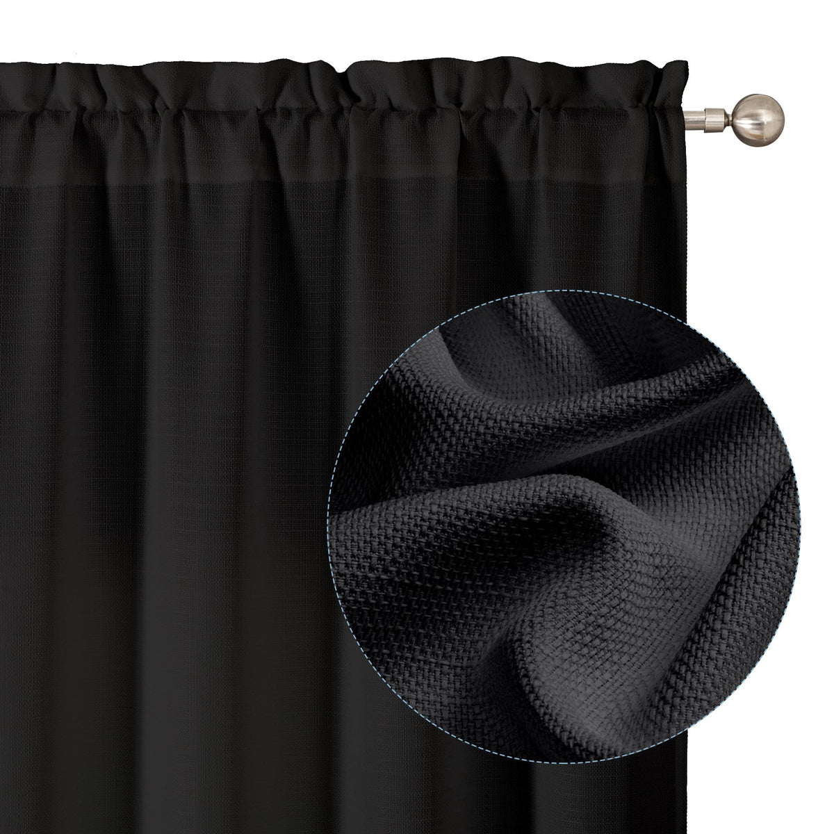 Chyhomenyc White Curtains 45 Inch Length 2 Panels, Faux Linen Textured